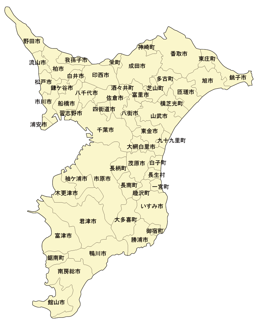 千葉県の市町村マップ